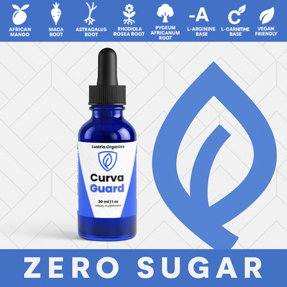 Dietary supplement bottle with dropper on a white background, featuring various health benefits and branding elements.